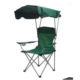 Лагерная мебель Портативная кулачка на стуле рыбалка с зонтиком для туристов RV и домашнего сада на открытых стульев складные капли доставки Dh7nc
