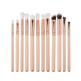 12 pezzi Busine per trucco per gli occhi professionali Set di manico in legno Eyebrow Eyeliner Bashing in polvere Smuden Smuge 240403