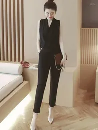 Frauen zwei Stück Hosen Frauen Büroanzüge 2024 solide Kurzschläfe Single Breaceed Slim Blazer High Tailled Casual Connected 2 Set