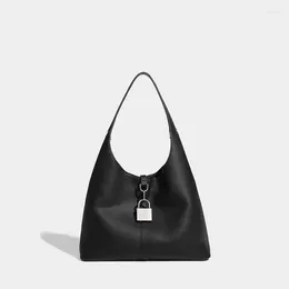 Umhängetaschen 2024 Frühling Dark Big Lock Tote Tasche Großkapazität Korb Hobos Geldbörsen für neutrale Stil Designer Luxus Casual Handtaschen