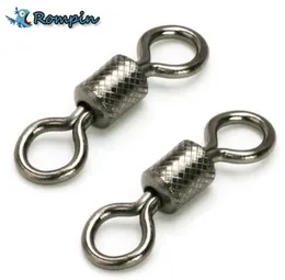 Rompin 50pcslot fishing swivels Ball Bearing swivel with safety snap solid rings rolling swivel for carp fishing accessories2571195
