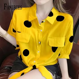 Fanieces S4XL Blusas Mujer Bahar Sonbahar Kadın İnce Gömlek Kamuk Kemurları Gevşek Büyük Boy Bluzları Kadın Kore Cepleri Üstler 240407