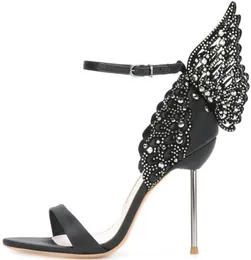 Sophia Webster Design Women Butterfly High Heels de retalhos Evangeline Sandals Dress Prom Stilettos Celebrity Party Sandal6090926