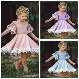 Baby Kleidung Mädchen Spitzenfestandte Kleider Sommer Prinzessin Kleider Kinder tanzen Plissee Kleisekind Tutu Aline Kleid Fashion Boutique6947164