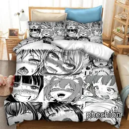 Bedding Sets Phechion Anime Ahegao 3D Print Conjunto de edredão Capas de brophases One Piece Extimista Cama K326