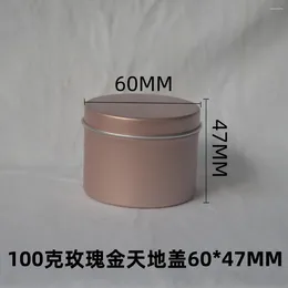 Бутылки для хранения 100G 60 47 мм круглый розовый золото алюминиевая крем -банка