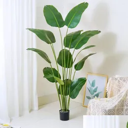 Dekorative Blumen Kränze 82 cm/32 in künstlichen Blattpflanzen Große Bananenbaum gefälschte Blätter Bonsai Blumengarten Wohnzimmer Dekor otevd