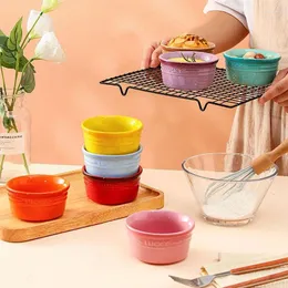 Miski Piękny stały kolor ceramika do pieczenia taca do pieczenia zupa zupa budyń deser ryżowy piekarnik mikrofalowy zastawa stołowa domowego gospodarstwa domowego