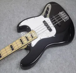 Custom Geddy Lee Signature 4 Strings Precision Jaze Electric Bass Guitar Maple Neck Black Black Block Inlays8595097