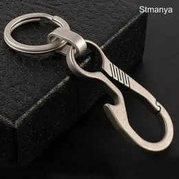 Keychains Lanyards Ny Top Titanium Alloy Key Chain Mini Opener Ryggsäck Buckle Elastic Press Car Ring Bästa present Keychain Jewelry K3136 Q240403