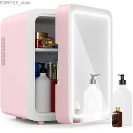 Dondurucu Kolay Take Cilt Bakımı Buzdolabı - Dimmabable LED Aynalı Mini Buzdolabı (4 Litre/6 Kutu) Soğutucu ve Isıtıcı Y240407
