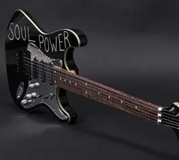 맞춤 상점 Tom Morello Soul Power Black Aerodyne St Electric Guitar Floyd Rose Tremolo Tail Pice Mirror Pickguard Black Hardwar9106768