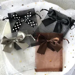 보석 파우치 10pcs/lot bow knot mesh drawstring organza bags 선물 절묘한 포장 결혼식 도매 선물