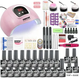 Dresses Nail Set with 20/10 Colors Nail Gel Polish 54w/6w Nail Lamp Nail Dryer 20000rpm Electric Nail Drill Pedicure Set Nail Art Tools