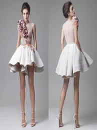 Novos vestidos de coquetel curtos Krikor Jabotian, atingindo babados 3D Apliques de festa de festa artesanais