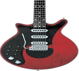 Kina gjorde Lefthanded Brian May Wine Red Electric Guitar 3 Enkel pickups Burns Tremolo Bridge 24 FRETS 6 Switch Chrome Hardware3602654
