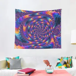 Tapisserier Spiral Fractal Stripes Blue Orange Tapestry Wall Hanging