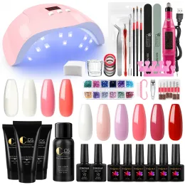 Suszarki Poly Nail Gel Zestaw Lampa UV Lampa LED Pełna manicure Zestaw Szybkie przedłużenie żel paznokci Akryl Paznokci Poliska do manicure Narzędzie sztuki