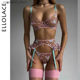 Set sexy Ellolace Fairy Lingerie Floreale Floral biancheria intima rotabulca garter intimo di biancheria intima bella Sede attraverso gli abiti L2447