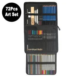 Zestawy 72PCS Zestaw szkicowanie Pencils Zestawy artystyczne Art Graphit Akcesoria Kompletny Graphing Serie