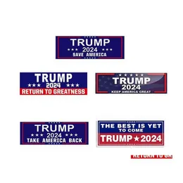 Banner Flags Banner Flags 3X9Inch Trump 2024 U.S. General Election Car Bumper Stickers House Window Laptop Decal Take America Back Kee Dhfne