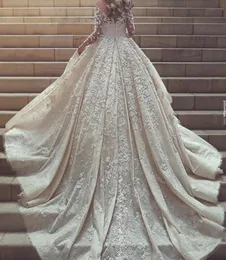 Said Mhmad Glamorous Wedding Dress Sheer Jewel Neck Applique Long Sleeves Lace Wedding Gowns 2017 New Arrival Amazing Sexy Bridal 4493025