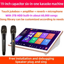 Player 19 inch capacitor karaoke player Amplifier Sound mixer audio professional microphone 3TB HDD 60 000 songs karaoke home system