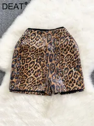 Kvinnors shorts deat mode sexig kvinnors paljetter leopard kort 2023 höst ny kollektion hög midja bred ben kort byxa kvinnlig trendig 11xx6963 j240103