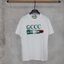 Yeni Tasarım 23SS Yeni Çift Ruj Mektubu Baskı Kısa Kollu Erkekler ve Kadınlar Günlük Kısa Kollu T-Shirt