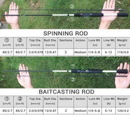 Sougayilang 170198 cm Carbon Spinning Fishing M Power Fishing Tackle Köderstange Gussstange Canne Spinnng 2 Abschnitt Fischereistange 22026575613