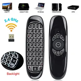 من المكافئون عن بُعد C120 الإضاءة الخلفية 2.4G AIR MOUSE MOUSE RECARGELISE RESTERING