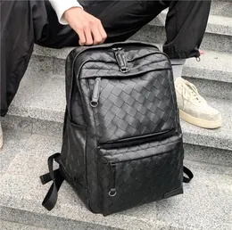 Backpack Backpacks For Men 2021 Business 15quot Laptop Shoulder Brand PU Leather Knitting Notebook Bagpack Male Schoolbag Rucksa1508220