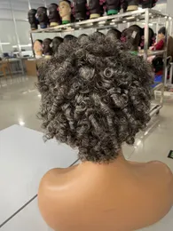 Grey Curly Bob Wigs Short Silver Grey Afro Kinky Curly Wigs For Women Ombre Gray Colored Scalp Top Machine Made Wig 150Density