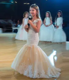 Vestiti simpatici fiori sirene abiti da pizzo senza maniche tulles per bambini indossa abiti da festa