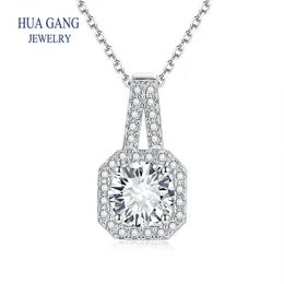 Trendige Anhängerkette Halskette Shining 1ct Runden Diamant 925 Sterling Silber Schmuck für Frauen Hochzeits Geburtstagsgeschenk 240407