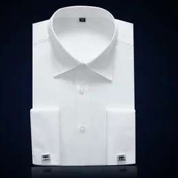 Francuskie mankiety męskie Formalne sukienki biznesowe Koszulka Luksusowe Białe Koszule White Party White Party z mankietami 240329