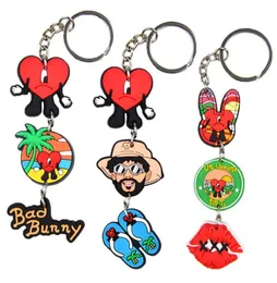 PVC Keychains Populära dåliga kaninband mjuka spänne dekorationer charm för barn designer tecknad väska hänge fartyg2359099