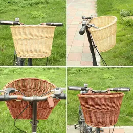 Bisiklet sepeti ön gideri rattan el dokuması çocuklar için dokuma dokuma yetişkin bisikletler parçaları hasır panniers 240329