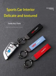 Keychains Lanyards Premium leather suede keychain for car sports with horseshoe buckle suitable Chery Tiggo 7 ProAmulet QQ IQ styling accessories Q240403