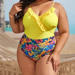 Swimwear femminile da donna Plus size Donne Stampare Floral One Piece Swimsuit Sonsuile Abito da bagno retrò Vintage Beach Wear Surfing Swim Swim