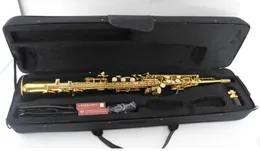 Suzuki Soprano Saxophone New Straight Pipe B Flat Sax mässing Gold Lacquer Sax med munstycke Tillbehör1671246