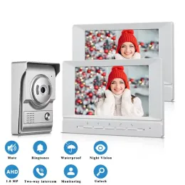 Intercom 7 -calowe wideo domofonowe do drzwi 1000tvl wideangle drzwi wideo drzwi telefon telefoniczny z jednym klawiszem do odblokowania