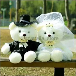 Filmer TV PLUSH Toy 2st/Pair 20/40CM Wedding Bear Coar Plush Toys Teddy Bear Doll Wedding Gift Bear Brud Brudgum Julklappar till Women Girl 240407