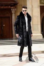 Natural Mint Winter mens fur coat for Men with Big Fox Fur