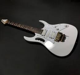 Jem 7V WH Steve Vai Gitara elektryczna 24 FRET Podwójne blokowanie Baswood Body Mal Szyjka Biała czarna złote sprzęt wyposażenie paszkowane podlewanie 6130934