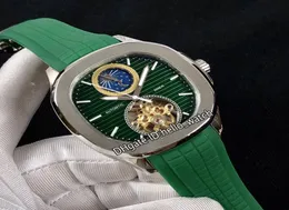 Nuovo Sport Aquanaut Green Dial Fase Moon Automatico Tourbillon Mens Watch Case Green Bubbo Green Orologi di alta qualità 10 Col1771596