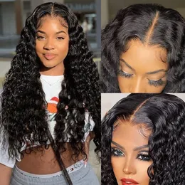 Deep Wave Lace Full Wigs Front Wigs Human HD Transparente Lace Frontal Wigs 4x4 Pré -arranhado 180% Densidade Peruca Curly Feching for Women We Wavy WaGs