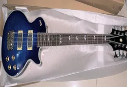 Rara asso frehley firma 8 corde blu blu elettrico a basso contenuto di chitarra intarsio Hardware Chrome Hardware77783191