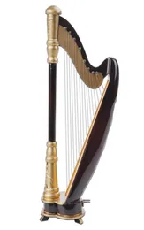 Trä mini instrument harp dekoration trä mini harp leksak 14cm5505168
