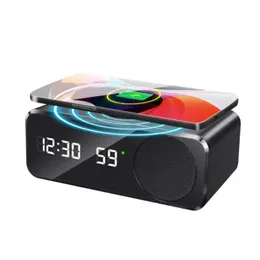 W26 Digital Digital ANRES COLLETTO Bluetooth-Bluetooth-Bluetooth Speaker FM Radio Wireless Caricatore Wireless Caricamento PAD USB Caricatore veloce Orologio